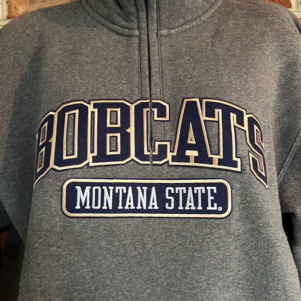 Montana State Bobcats Gear For Sports Charcoal 1/4 Zip-Up Sweatshirt pockets M - Picture 2 of 12